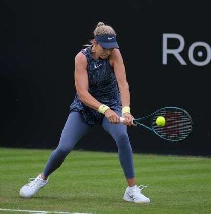 12th June 2024; Lexus Nottingham Tennis Centre, Nottingham, England; Rothesay Nottingham Open, Day 3; Katie Boulter plays a backhand shot to Rebecca Marino, womens singles  ActionPlus1265372820240612 PaulxBonser