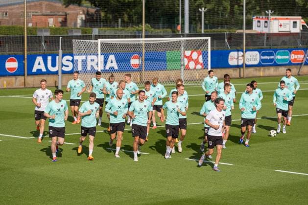 SOCCER - UEFA EURO, EM, Europameisterschaft,Fussball 2024 BERLIN,GERMANY,12.JUN.24 - SOCCER -UEFA EURO 2024, OEFB, Oesterreichischer Fussball-Bund, training. Image shows the team of AUT.  GEPAxpictures xJohannesxFriedl