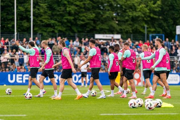 SOCCER - UEFA EURO, EM, Europameisterschaft,Fussball 2024 BERLIN,GERMANY,12.JUN.24 - SOCCER -UEFA EURO 2024, OEFB, Oesterreichischer Fussball-Bund, training. Image shows the team of AUT.  GEPAxpictures xJohannesxFriedl
