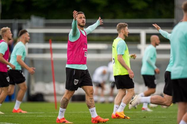 SOCCER - UEFA EURO, EM, Europameisterschaft,Fussball 2024 BERLIN,GERMANY,12.JUN.24 - SOCCER -UEFA EURO 2024, OEFB, Oesterreichischer Fussball-Bund, training. Image shows Marko Arnautovic (AUT).  GEPAxpictures xJohannesxFriedl
