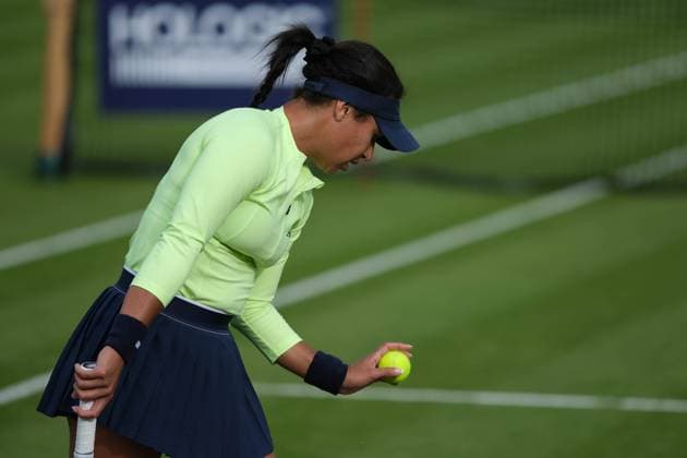 12th June 2024; Lexus Nottingham Tennis Centre, Nottingham, England; Rothesay Nottingham Open, Day 3; Heather Watson serves to Karolina Pliskova, womens singles  ActionPlus1265375220240612 PaulxBonser