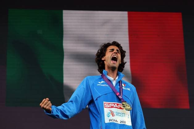 Rome, Italy 12.06.2024: Gianmarco TAMBERI during High Jump Men Medal Ceremony in European Athletics Championships 2024 at Olympic Stadium in Rome  Copyright: xMarcoxIacobucci IPAxSportx xipa-x xx IPA_47062266 IPA_Agency_IPA47062266_20240612