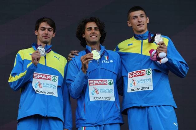 Athletics, European Championships in Rome, men, high jump, award ceremony