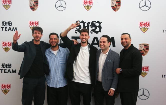 12 06 2024, Germany, Leonberg, Soccer Bundesliga, VfB in Team, movie premiere Traumpalast Leonberg, 6 pm red carpet, 7 30 talk, then movie, center Atakan Karazor