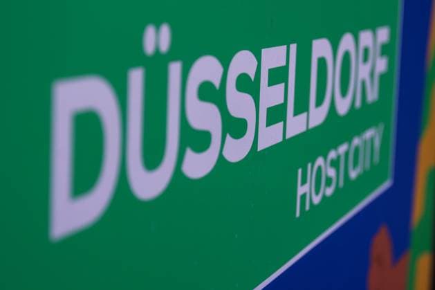 Sport, Football, UEFA EURO 2024 Host City Düsseldorf before the start of the European Championship 2024 12 06 2024, Düsseldorf Lettering Düsseldorf Host City Düsseldorf North Rhine-Westphalia Germany