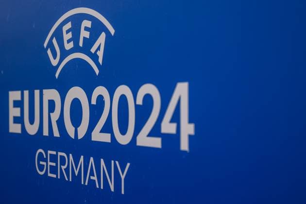 Sport, Football, UEFA EURO 2024 Host City Düsseldorf before the start of the European Championship 2024 12 06 2024, Düsseldorf Logo of UEFA Euro 2024 Düsseldorf North Rhine-Westphalia Germany