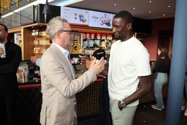 12 06 24 VfB Stuttgart Premiere event documentary VfBinTeam as cinema film Germany, Leonberg, 12 06 2024, Football, Bundesliga, VfB Stuttgart, Premiere event documentary VfBinTeam as cinema film in the Traumpalast cinema Leonberg v l Alexander Wehrle, Serhou Guirassy