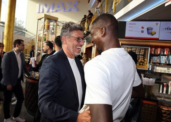 12 06 24 VfB Stuttgart Premiere event documentary VfBinTeam as cinema film Germany, Leonberg, 12 06 2024, Football, Bundesliga, VfB Stuttgart, Premiere event documentary VfBinTeam as cinema film in the Traumpalast cinema Leonberg v l Claus Vogt, Serhou Guirassy