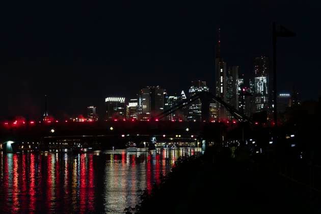 Raft bridge lightshow Frankfurt am Main for the opening of the Fan Mile, 12 06 2024 Raft bridge lightshow Frankfurt, Frankfurt am Main, Weseler Werft, 12 6 2024 Copyright: xBEAUTIFULxSPORTS Gawlikx
