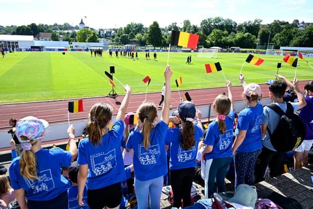 Belgium Media Activities UEFA EURO, EM, Europameisterschaft,Fussball 2024 13 06 2024 FREIBERG AM NECKA, GERMANY - JUNE 13 : Belgian fans during a training session of the Belgian Red Devils at the UEFA Euro 2024 European Football Championship tournament on June 13, 2024 in Freiberg am Necka, Germany, 13 06 2024 Freiberg am Necka Germany  Copyright: xVincentxKalutx