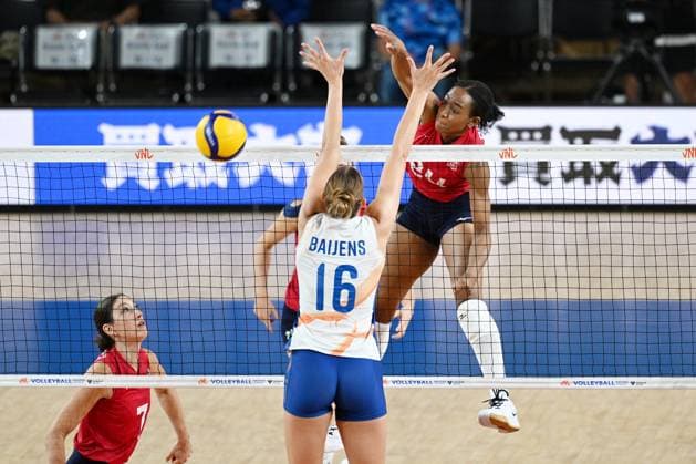 Chiaka Ogbogu (USA), JUNE 13, 2024 - Volleyball : FIVB Volleyball Nations League 2024 Women s Preliminary Round between Netherlands 0-3 USA at West Japan General Exhibition Center, Fukuoka, Japan. Noxthirdxpartyxsales  (256243736_20240613)
