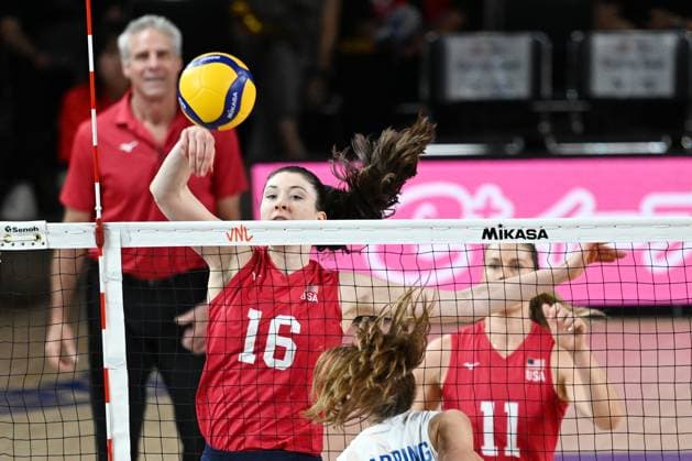 Dana Rettke (USA), JUNE 13, 2024 - Volleyball : FIVB Volleyball Nations League 2024 Women s Preliminary Round between Netherlands 0-3 USA at West Japan General Exhibition Center, Fukuoka, Japan. Noxthirdxpartyxsales  (256243754_20240613)