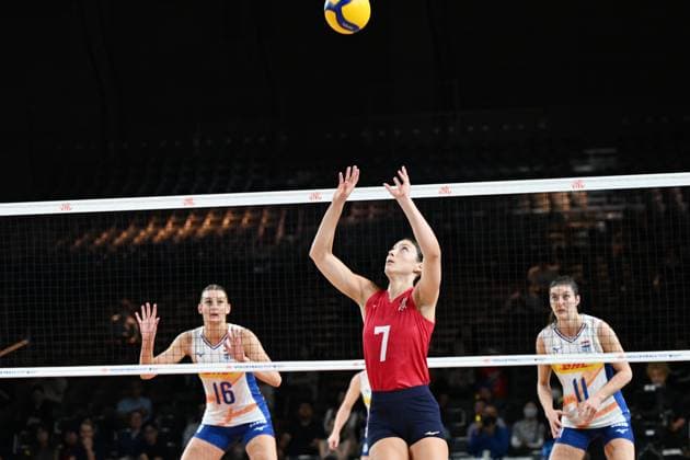 Lauren Carlini (USA), JUNE 13, 2024 - Volleyball : FIVB Volleyball Nations League 2024 Women s Preliminary Round between Netherlands 0-3 USA at West Japan General Exhibition Center, Fukuoka, Japan. Noxthirdxpartyxsales  (256243800_20240613)