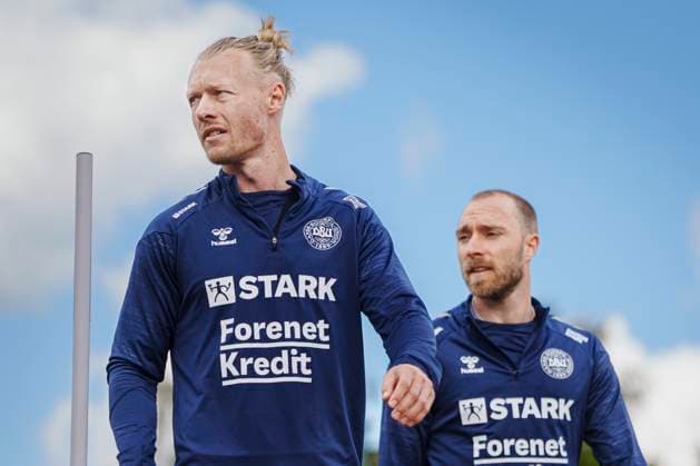 Danish players Simon Kjaer and Christian Eriksen R during the national team s training in Freudenstadt, Germany, Thursday, June 13, 2024 Denmark plays its first match on Sunday against Slovenia in EURO 2024 Group C Photo Liselotte Sabroe Ritzau Scanpix , Freudenstadt Germany  Copyright: Ritzau Scanpix LiselottexSabroex spdk20240613-115944-L