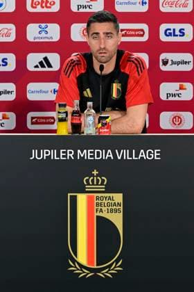 Belgium Media Activities UEFA EURO, EM, Europameisterschaft,Fussball 2024 13 06 2024 FREIBERG AM NECKA, GERMANY - JUNE 13 : Casteels Koen goalkeeper of Belgium talking to the press during a press conference, PK, Pressekonferenz of the Belgian Red Devils at the UEFA Euro 2024 European Football Championship tournament on June 13, 2024 in Freiberg am Necka, Germany, 13 06 2024 Freiberg am Necka Germany  Copyright: xPeterxDexVoechtx