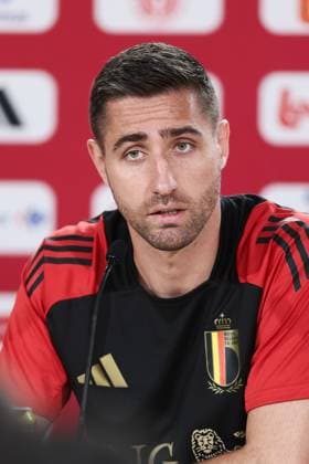 Belgium s goalkeeper Koen Casteels pictured during a press conference, PK, Pressekonferenz of Belgian national soccer team Red Devils, Thursday 13 June 2024 at their base camp in Freiberg am Neckar, Germany, in preparation of the UEFA EURO, EM, Europameisterschaft,Fussball 2024 European Soccer Championships. The Red Devils play in Group F at the Euro 2024 European Championships in Germany. BRUNOxFAHY  x94464609_20240613x