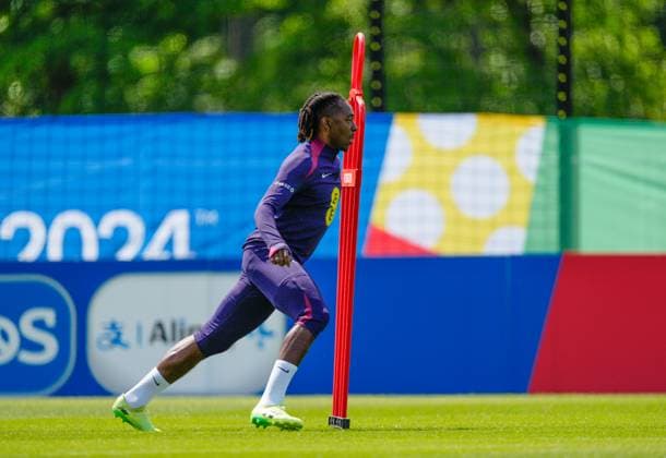 Eberechi Eze of England England Training Session and press conference, PK, Pressekonferenz UEFA European Championship, EM, Europameisterschaft 2024, Group C, Football, Spa & Golf Resort Weimarer Land, Blankenhain, Germany, 13 Jun 2024 EDITORIAL USE ONLY No use with unauthorised audio, video, data, fixture lists, club league logos or live services. Online in-match use limited to 120 images, no video emulation. No use in betting, games or single club league player publications. Copyright: xDavexShopland Shutterstockx 14523765ay