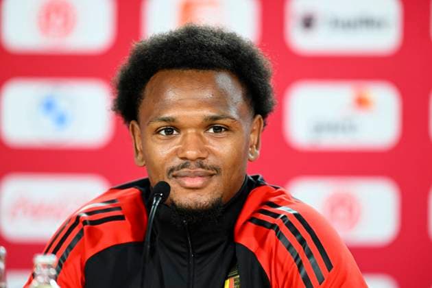 Belgium Media Activities UEFA EURO, EM, Europameisterschaft,Fussball 2024 13 06 2024 FREIBERG AM NECKA, GERMANY - JUNE 13 : Openda Lois forward of Belgium talking to the press during a press conference, PK, Pressekonferenz of the Belgian Red Devils at the UEFA Euro 2024 European Football Championship tournament on June 13, 2024 in Freiberg am Necka, Germany, 13 06 2024 Freiberg am Necka Germany  Copyright: xVincentxKalutx