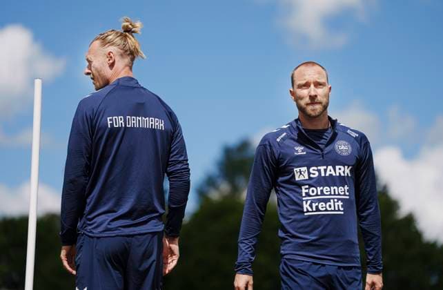 Danish players Christian Eriksen R and Simon Kjaer during the national team s training in Freudenstadt, Germany, Thursday, June 13, 2024 Denmark plays its first match on Sunday against Slovenia in the EURO 2024 Group C Photo Liselotte Sabroe Ritzau Scanpix , Freudenstadt Germany  Copyright: Ritzau Scanpix LiselottexSabroex spdk20240613-122418-L