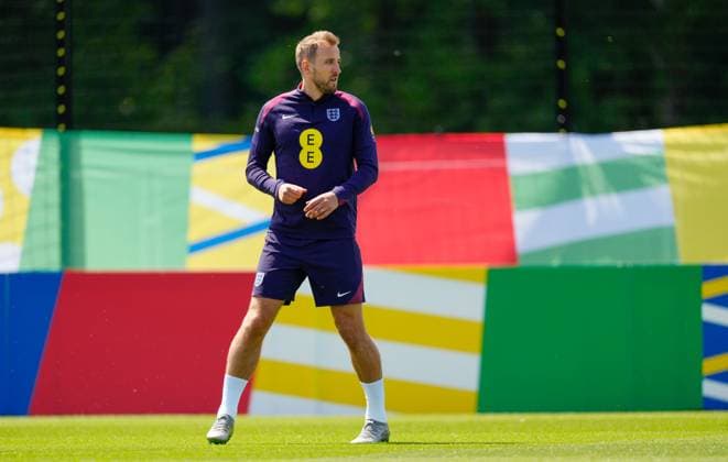 Harry Kane of England England Training Session and press conference, PK, Pressekonferenz UEFA European Championship, EM, Europameisterschaft 2024, Group C, Football, Spa & Golf Resort Weimarer Land, Blankenhain, Germany, 13 Jun 2024 EDITORIAL USE ONLY No use with unauthorised audio, video, data, fixture lists, club league logos or live services. Online in-match use limited to 120 images, no video emulation. No use in betting, games or single club league player publications. Copyright: xDavexShopland Shutterstockx 14523765al