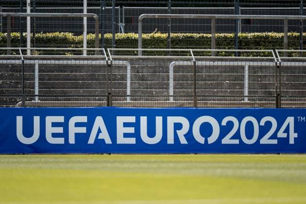 EURO 2024, Nationalteam Österreich, Training SOCCER - UEFA EURO, EM, Europameisterschaft,Fussball 2024 BERLIN,GERMANY,13.JUN.24 - SOCCER -UEFA EURO 2024, OEFB, Oesterreichischer Fussball-Bund, training. Image shows a feature with a logo. GEPAxpictures xJohannesxFriedl