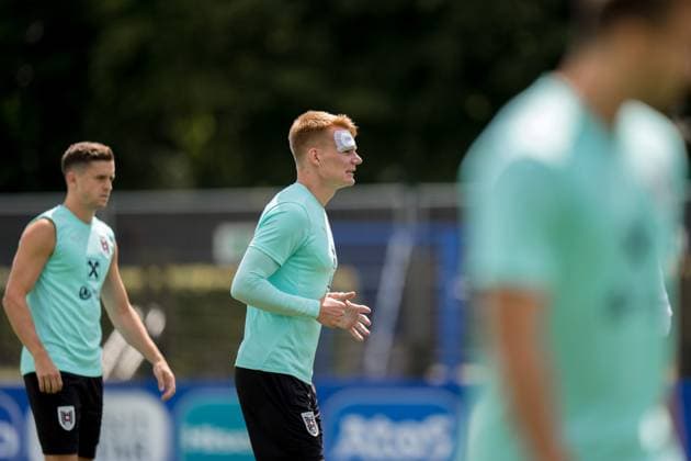 EURO 2024, Nationalteam Österreich, Training SOCCER - UEFA EURO, EM, Europameisterschaft,Fussball 2024 BERLIN,GERMANY,13.JUN.24 - SOCCER -UEFA EURO 2024, OEFB, Oesterreichischer Fussball-Bund, training. Image shows Philipp Lienhart (AUT). GEPAxpictures xJohannesxFriedl