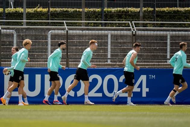 EURO 2024, Nationalteam Österreich, Training SOCCER - UEFA EURO, EM, Europameisterschaft,Fussball 2024 BERLIN,GERMANY,13.JUN.24 - SOCCER -UEFA EURO 2024, OEFB, Oesterreichischer Fussball-Bund, training. Image shows the team of AUT. GEPAxpictures xJohannesxFriedl