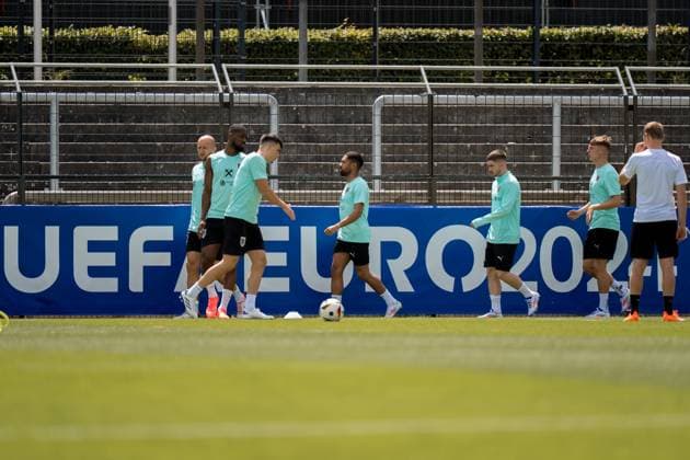 EURO 2024, Nationalteam Österreich, Training SOCCER - UEFA EURO, EM, Europameisterschaft,Fussball 2024 BERLIN,GERMANY,13.JUN.24 - SOCCER -UEFA EURO 2024, OEFB, Oesterreichischer Fussball-Bund, training. Image shows the team of AUT. GEPAxpictures xJohannesxFriedl