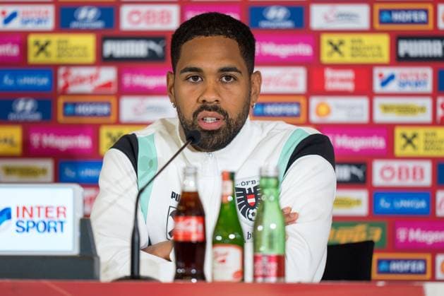 SOCCER - UEFA EURO, EM, Europameisterschaft,Fussball 2024 BERLIN,GERMANY,13.JUN.24 - SOCCER -UEFA EURO 2024, OEFB, Oesterreichischer Fussball-Bund, press conference, PK, Pressekonferenz Image shows Phillipp Mwene (AUT). GEPAxpictures xJohannesxFriedl