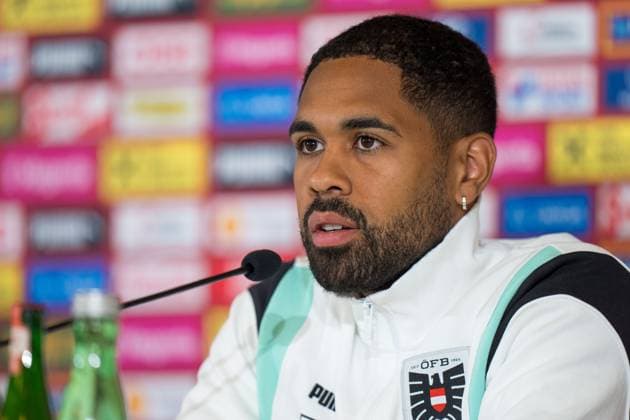 SOCCER - UEFA EURO, EM, Europameisterschaft,Fussball 2024 BERLIN,GERMANY,13.JUN.24 - SOCCER -UEFA EURO 2024, OEFB, Oesterreichischer Fussball-Bund, press conference, PK, Pressekonferenz Image shows Phillipp Mwene (AUT). GEPAxpictures xJohannesxFriedl