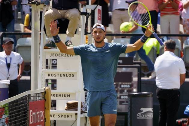 BOSS Open ATP 250 2024 Stuttgart, 13 06 2024 Jan Lennard Struff GER, Germany celebrates after winning his match BOSS Open 2024, ATP 250, TC Weissenhof grounds on 13 06 2024, Stuttgart Copyright: xBEAUTIFULxSPORTSx Pajonkx