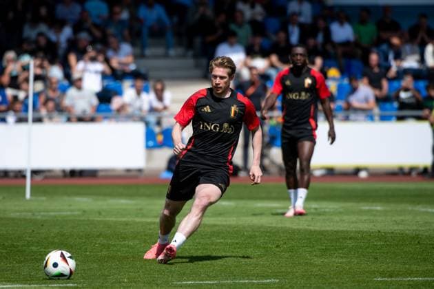 Kevin de Bruyne Belgium, 07 on the ball, GER, Belgium BEL , Public Training Session, European Football Championship, UEFA EURO 2024, 13 06 2024 GER, Belgium BEL , Public Training Session, European Football Championship, UEFA EURO 2024, 13 06 2024 Freiberg am Neckar Copyright: xEibner-Pressefoto Memmlerx EP_MMR