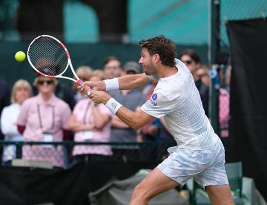 13th June 2024; Lexus Nottingham Tennis Centre, Nottingham, England; Rothesay Nottingham Open, Day 4; Cameron Norrie plays a high backhand shot to Jack Pinnington Jones, mens singles  ActionPlus12653897 PaulxBonser