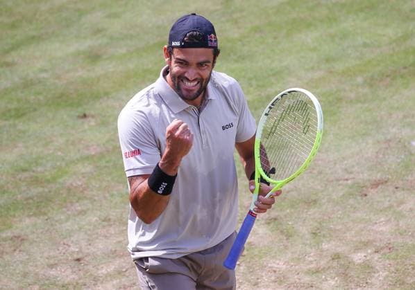 BAU 13 06 2024 Stuttgart Tennis Boss Open, Matteo Berrettini ITA celebrates his victory and clenches his fist