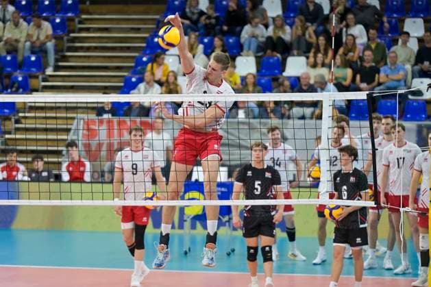VOLLEYBALL - CEV Silver League RIED,AUSTRIA,13.JUN.24 - VOLLEYBALL - CEV European Silver League, men, OEVV international match, Länderspiel, Nationalmannschaft Austria vs Israel. Image shows Mathaeus Jurkovics (AUT) during warm-up.  GEPAxpictures xChristianxMoser
