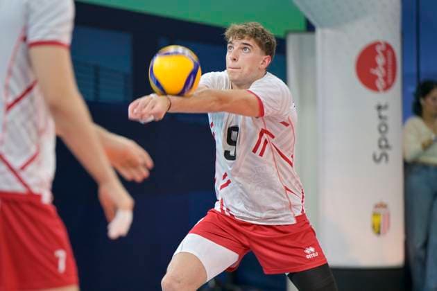 VOLLEYBALL - CEV Silver League RIED,AUSTRIA,13.JUN.24 - VOLLEYBALL - CEV European Silver League, men, OEVV international match, Länderspiel, Nationalmannschaft Austria vs Israel. Image shows Sebastian Sablatnig (AUT) during warm-up.  GEPAxpictures xChristianxMoser