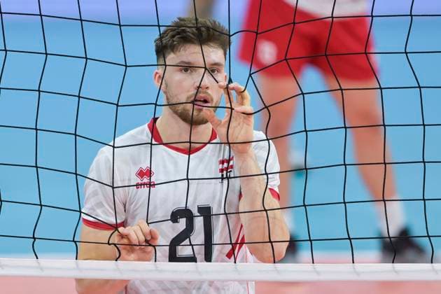 VOLLEYBALL - CEV Silver League RIED,AUSTRIA,13.JUN.24 - VOLLEYBALL - CEV European Silver League, men, OEVV international match, Länderspiel, Nationalmannschaft Austria vs Israel. Image shows Clemens Ecker (AUT).  GEPAxpictures xChristianxMoser