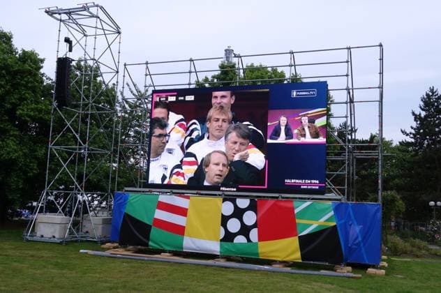 13 06,2024 Dortund, setting up the fan zone for EURO 2024 on the Festwiese in Westfalenpark Dortmund Games from former championships will be shown in a Euro time travel show to get you in the mood Here the 1996 semi-final between Germany and England