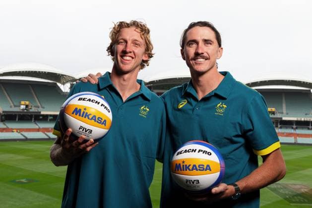 AUSTRALIAN OLYMPIC Beach volleyball, Beachvolleyball Zachery Schubert and Thomas Hodges announced as the Australian Mens Olympic Beach Volleyball Team at Adelaide Oval in Adelaide, Friday, June 14, 2024. ( NO ARCHIVING, EDITORIAL USE ONLY, NO USE IN BOOKS WITHOUT CONSENT ADELAIDE SOUTH AUSTRALIA AUSTRALIA  Copyright: xMATTxTURNERx 20240614197280544980