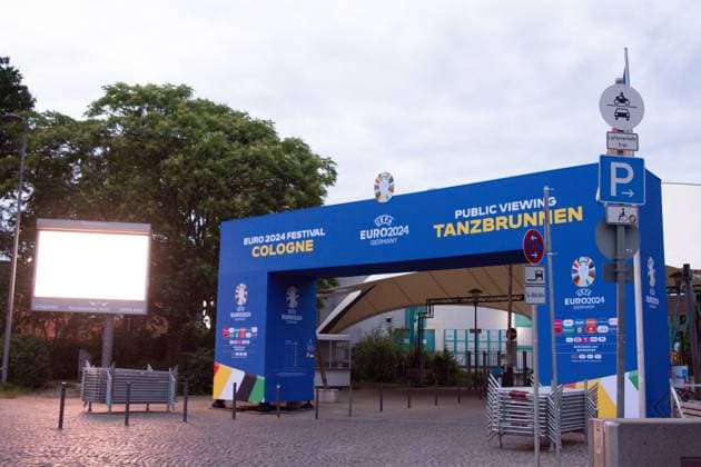 Preparation In Cologne Before The Opening Of UEFA EURO, EM, Europameisterschaft,Fussball 2024 A general view of the football fan zone is being seen at Tanzbrunnen in Cologne, Germany, on June 13, 2024, a day before the opening of UEFA Euro 2024. Cologne Germany  Copyright: xYingxTangx originalFilename:tang-notitle240613_npKy7.jpg