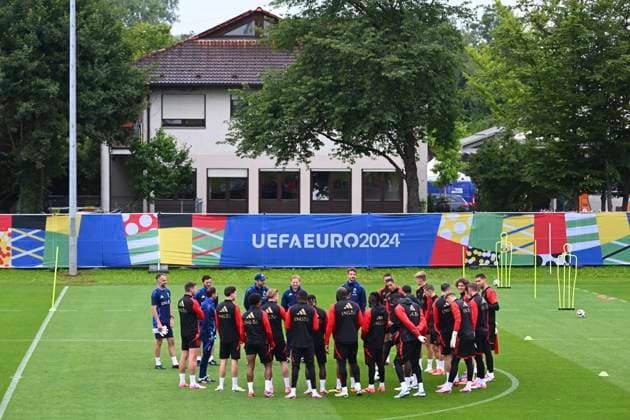 Belgium Media Activities UEFA EURO, EM, Europameisterschaft,Fussball 2024 14 06 2024 FREIBERG AM NECKA, GERMANY - JUNE 14 : players of Belgium during a training session of the Belgian Red Devils at the UEFA Euro 2024 European Football Championship tournament on June 14, 2024 in Freiberg am Necka, Germany, 14 06 2024 Freiberg am Necka Germany  Copyright: xVincentxKalutx