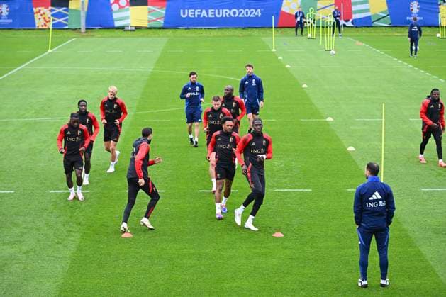 Belgium Media Activities UEFA EURO, EM, Europameisterschaft,Fussball 2024 14 06 2024 FREIBERG AM NECKA, GERMANY - JUNE 14 : players of Belgium during a training session of the Belgian Red Devils at the UEFA Euro 2024 European Football Championship tournament on June 14, 2024 in Freiberg am Necka, Germany, 14 06 2024 Freiberg am Necka Germany  Copyright: xVincentxKalutx