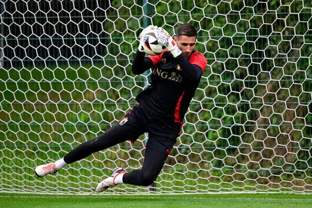 Belgium Media Activities UEFA EURO, EM, Europameisterschaft,Fussball 2024 14 06 2024 FREIBERG AM NECKA, GERMANY - JUNE 14 : Casteels Koen goalkeeper of Belgium during a training session of the Belgian Red Devils at the UEFA Euro 2024 European Football Championship tournament on June 14, 2024 in Freiberg am Necka, Germany, 14 06 2024 Freiberg am Necka Germany  Copyright: xPeterxDexVoechtx
