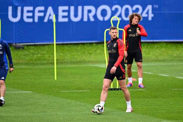Belgium Media Activities UEFA EURO, EM, Europameisterschaft,Fussball 2024 14 06 2024 FREIBERG AM NECKA, GERMANY - JUNE 14 : Vertonghen Jan defender of Belgium during a training session of the Belgian Red Devils at the UEFA Euro 2024 European Football Championship tournament on June 14, 2024 in Freiberg am Necka, Germany, 14 06 2024 Freiberg am Necka Germany  Copyright: xVincentxKalutx