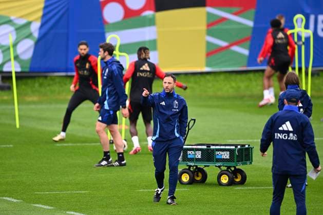 Belgium Media Activities UEFA EURO, EM, Europameisterschaft,Fussball 2024 14 06 2024 FREIBERG AM NECKA, GERMANY - JUNE 14 : Tedesco Domenico head coach of Belgium during a training session of the Belgian Red Devils at the UEFA Euro 2024 European Football Championship tournament on June 14, 2024 in Freiberg am Necka, Germany, 14 06 2024 Freiberg am Necka Germany  Copyright: xVincentxKalutx