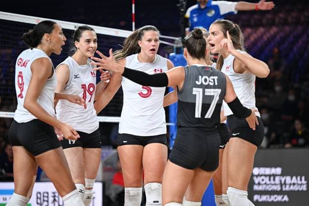 Canada Women s team group, Mannschaftsbild, Totale (CAN), Kiera Van Ryk (CAN), JUNE 14, 2024 - Volleyball : FIVB Volleyball Nations League 2024 Women s Preliminary Round between Canada 0-3 Netherlands at West Japan General Exhibition Center, Fukuoka, Japan. Noxthirdxpartyxsales  (256350207)
