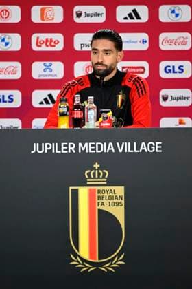 Belgium Media Activities UEFA EURO, EM, Europameisterschaft,Fussball 2024 14 06 2024 FREIBERG AM NECKA, GERMANY - JUNE 14 : Carrasco Yannick forward of Belgium talking to the press during a press conference, PK, Pressekonferenz of the Belgian Red Devils at the UEFA Euro 2024 European Football Championship tournament on June 14, 2024 in Freiberg am Necka, Germany, 14 06 2024 Freiberg am Necka Germany  Copyright: xPeterxDexVoechtx