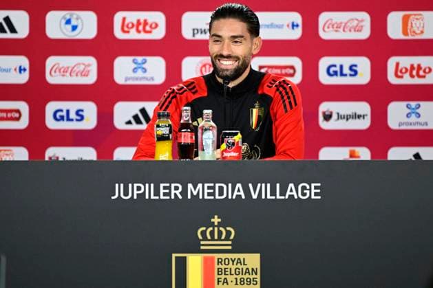 Belgium Media Activities UEFA EURO, EM, Europameisterschaft,Fussball 2024 14 06 2024 FREIBERG AM NECKA, GERMANY - JUNE 14 : Carrasco Yannick forward of Belgium talking to the press during a press conference, PK, Pressekonferenz of the Belgian Red Devils at the UEFA Euro 2024 European Football Championship tournament on June 14, 2024 in Freiberg am Necka, Germany, 14 06 2024 Freiberg am Necka Germany  Copyright: xPeterxDexVoechtx