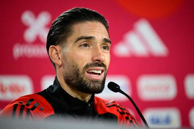 Belgium Media Activities UEFA EURO, EM, Europameisterschaft,Fussball 2024 14 06 2024 FREIBERG AM NECKA, GERMANY - JUNE 14 : Carrasco Yannick forward of Belgium talking to the press during a press conference, PK, Pressekonferenz of the Belgian Red Devils at the UEFA Euro 2024 European Football Championship tournament on June 14, 2024 in Freiberg am Necka, Germany, 14 06 2024 Freiberg am Necka Germany  Copyright: xPeterxDexVoechtx
