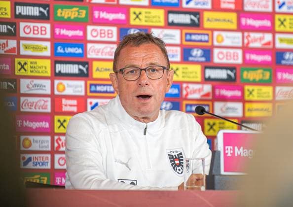 Football, Men, Season 2023 2024, European Championship 2024 in Germany, Press conference of the Austrian national team at Messe Berlin, Coach Ralf Rangnick Austria , 14 06 2024, Copyright: xSebastianxRäppold MatthiasxKochx